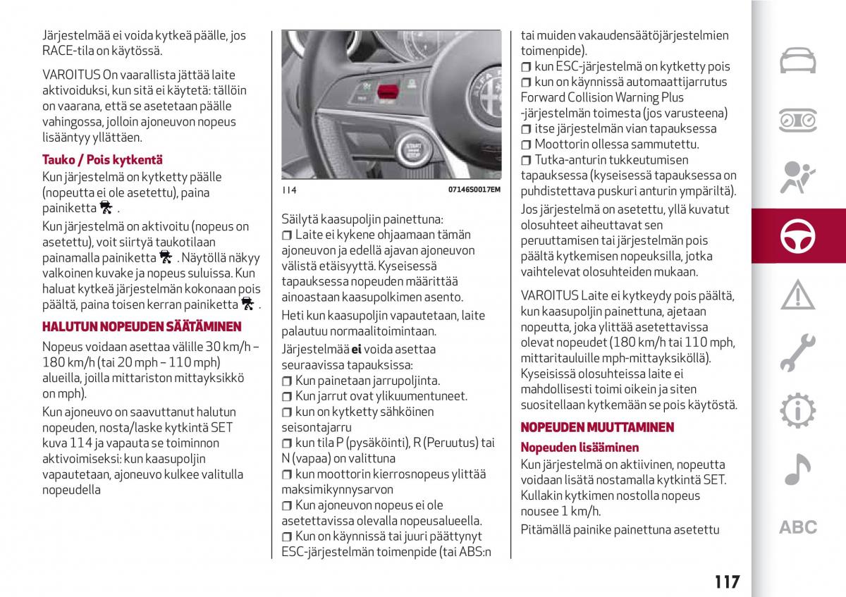 Alfa Romeo Giulia omistajan kasikirja / page 119