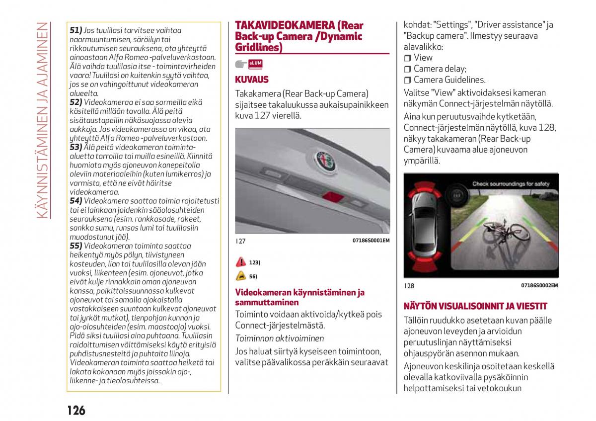 Alfa Romeo Giulia omistajan kasikirja / page 128