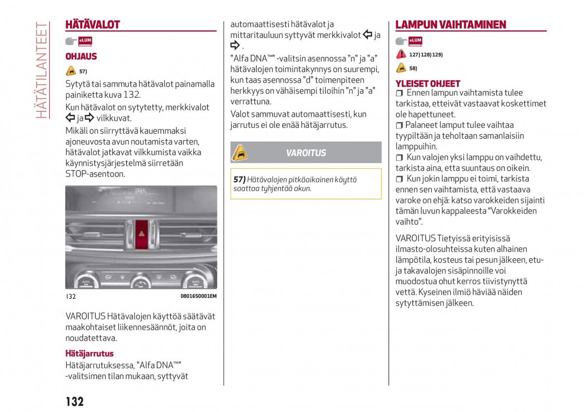 Alfa Romeo Giulia omistajan kasikirja / page 134