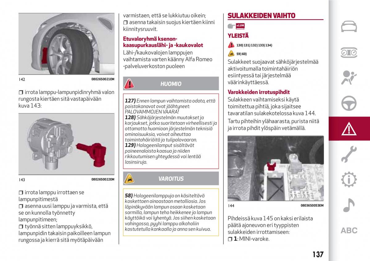 Alfa Romeo Giulia omistajan kasikirja / page 139