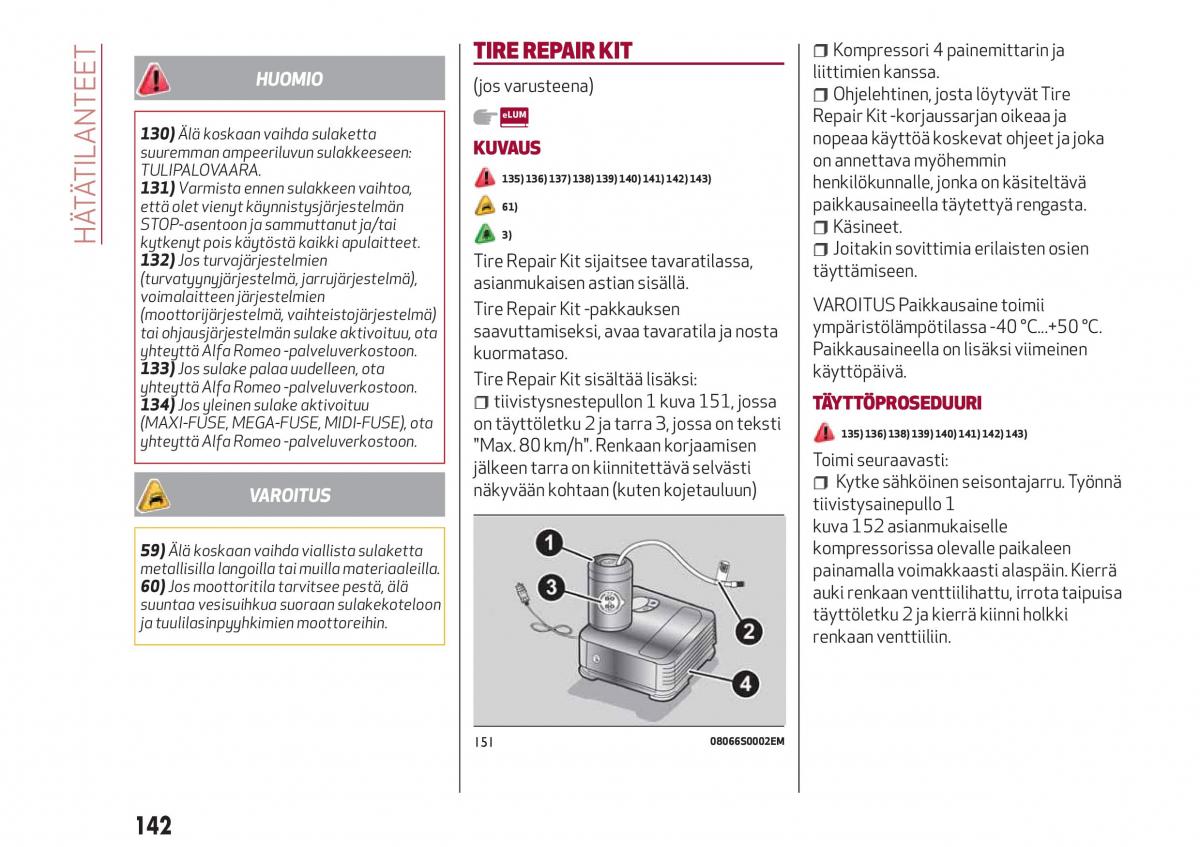 Alfa Romeo Giulia omistajan kasikirja / page 144