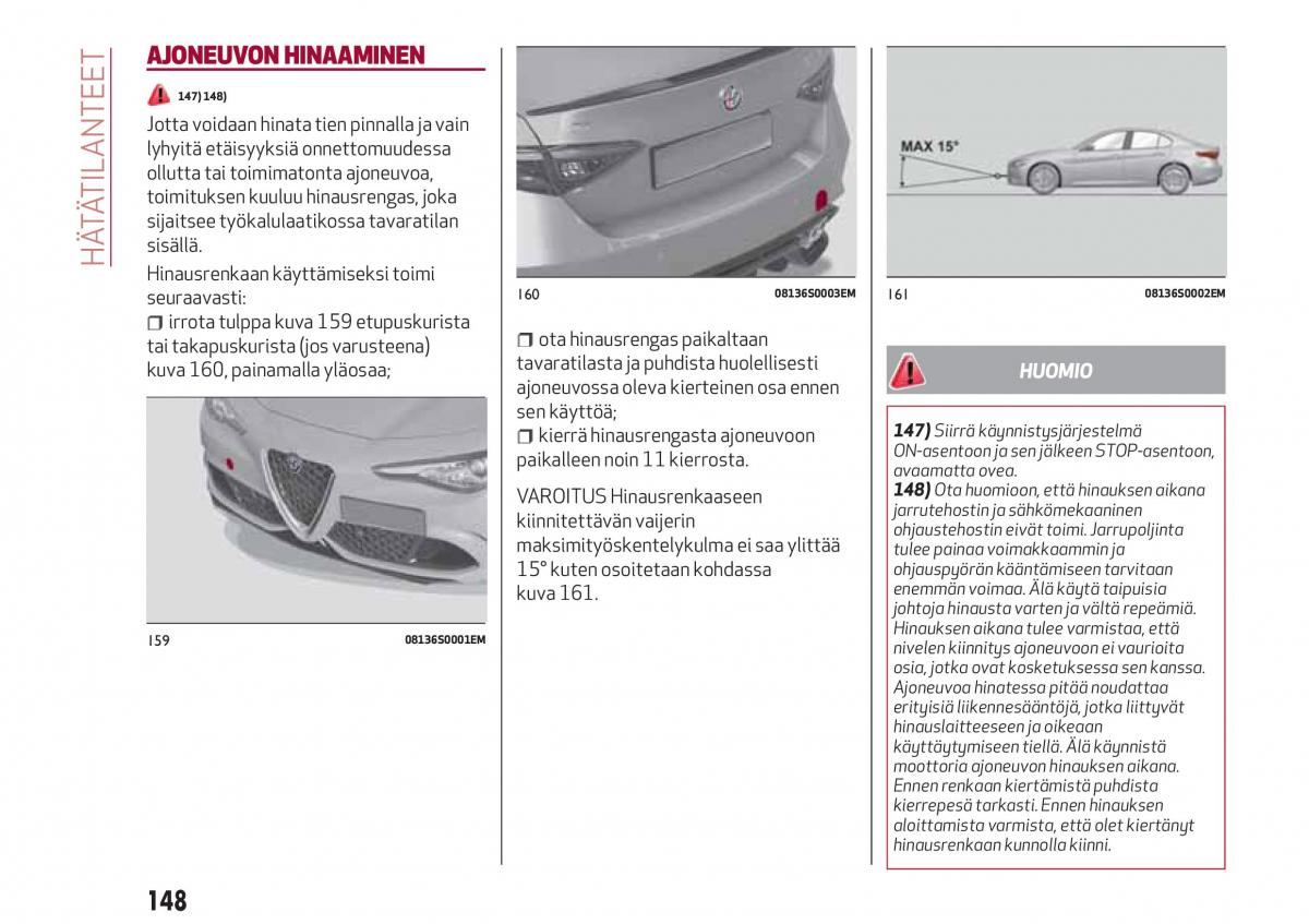 Alfa Romeo Giulia omistajan kasikirja / page 150