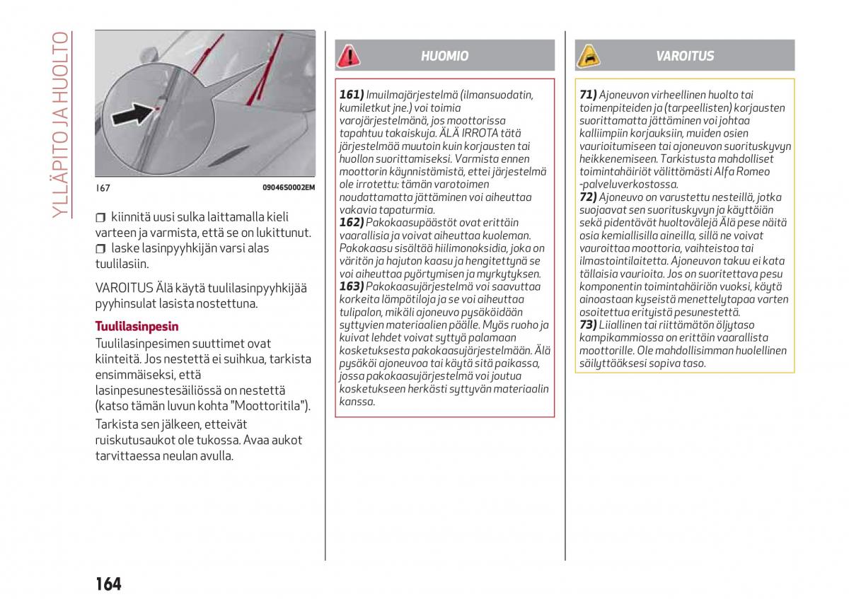 Alfa Romeo Giulia omistajan kasikirja / page 166