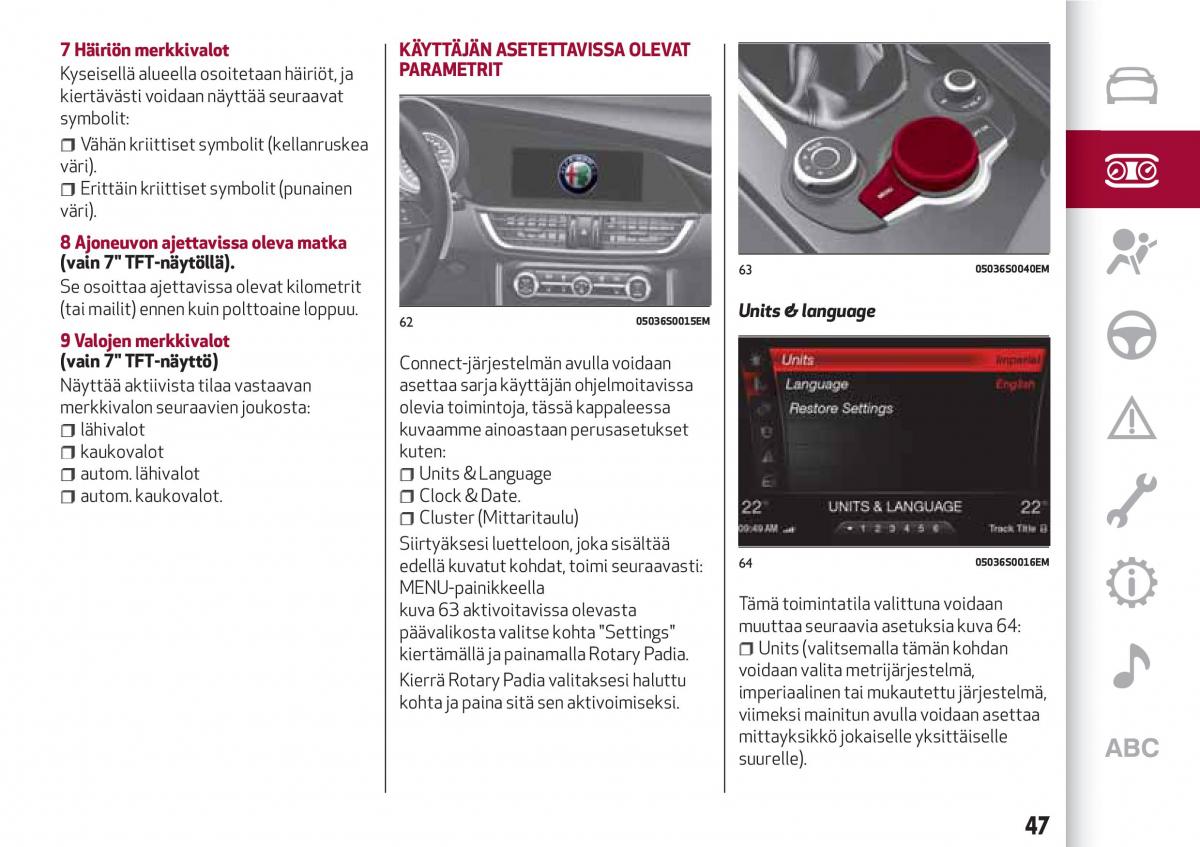 Alfa Romeo Giulia omistajan kasikirja / page 49