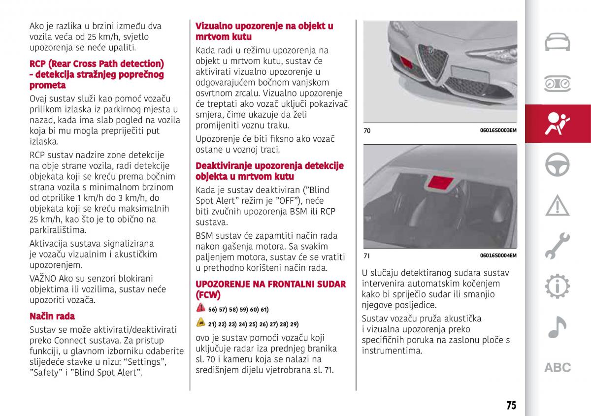 Alfa Romeo Giulia vlasnicko uputstvo / page 77