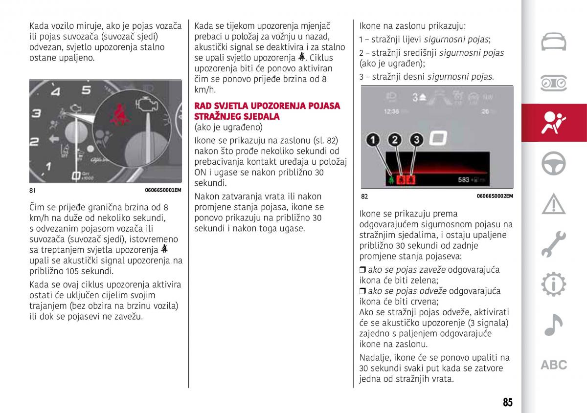 Alfa Romeo Giulia vlasnicko uputstvo / page 87