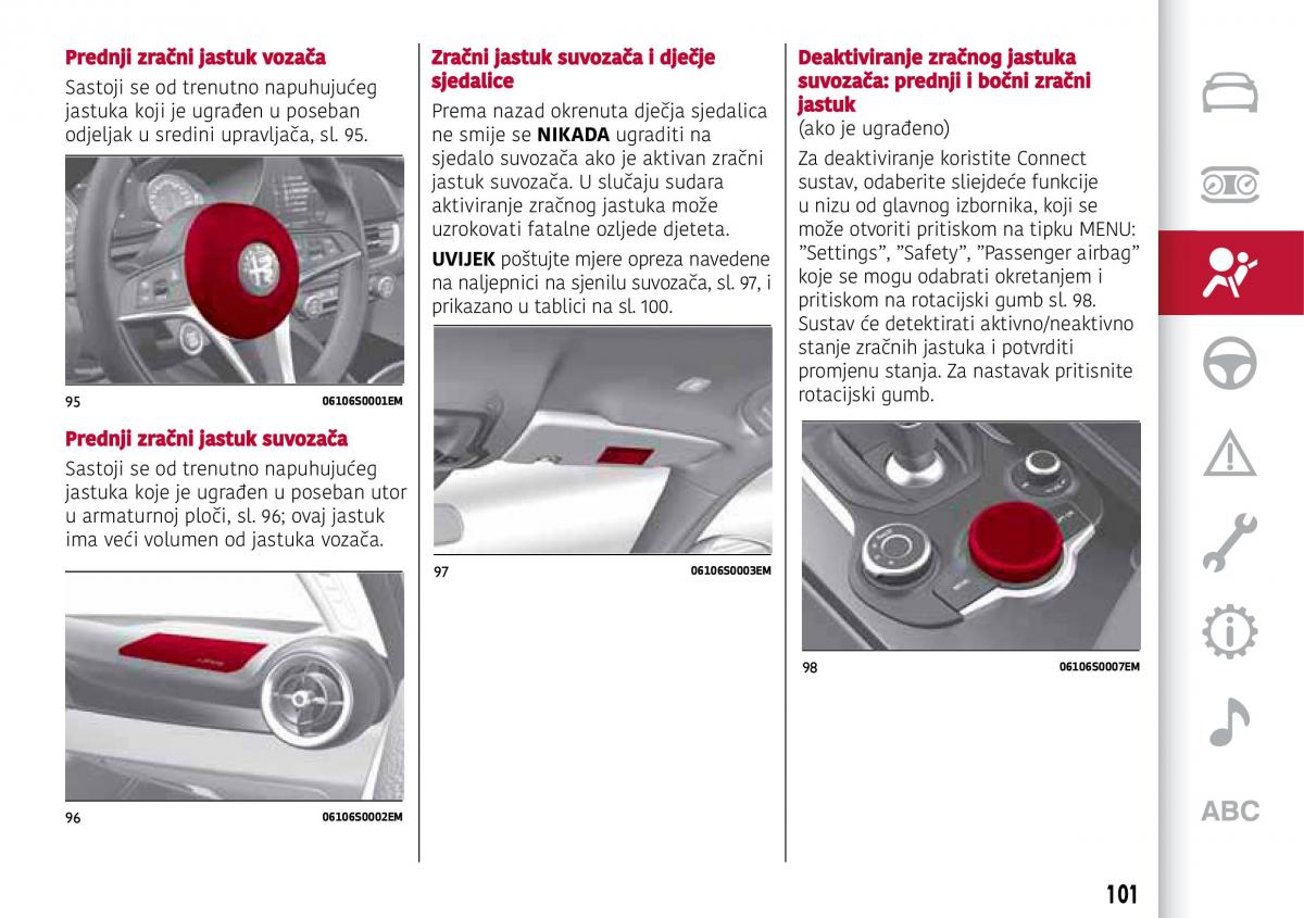 Alfa Romeo Giulia vlasnicko uputstvo / page 103