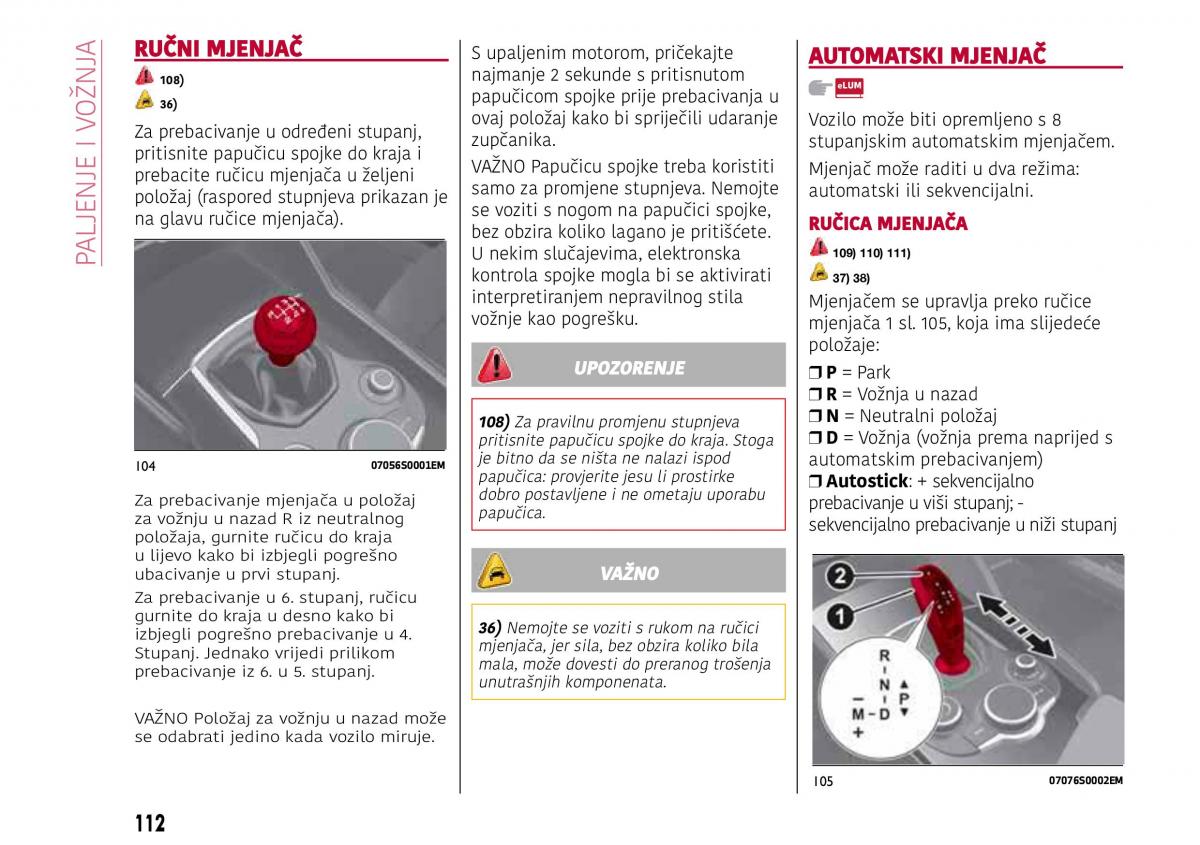 Alfa Romeo Giulia vlasnicko uputstvo / page 114