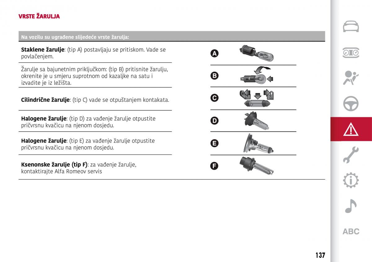 Alfa Romeo Giulia vlasnicko uputstvo / page 139