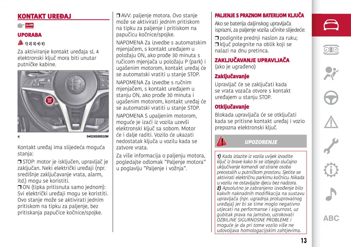 Alfa Romeo Giulia vlasnicko uputstvo / page 15