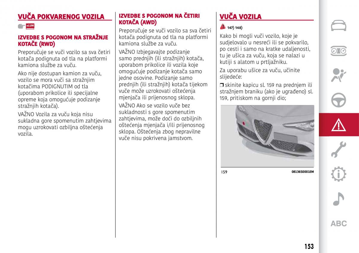 Alfa Romeo Giulia vlasnicko uputstvo / page 155