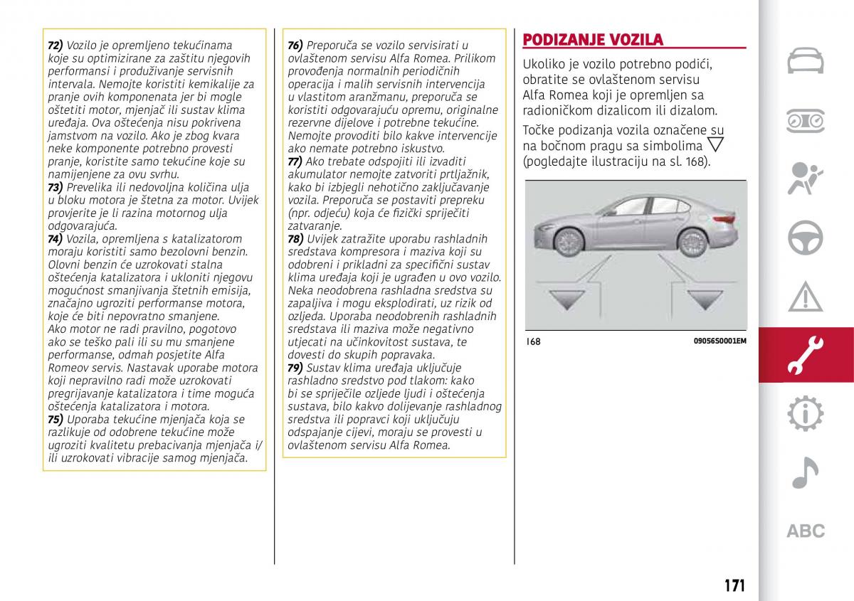 Alfa Romeo Giulia vlasnicko uputstvo / page 173