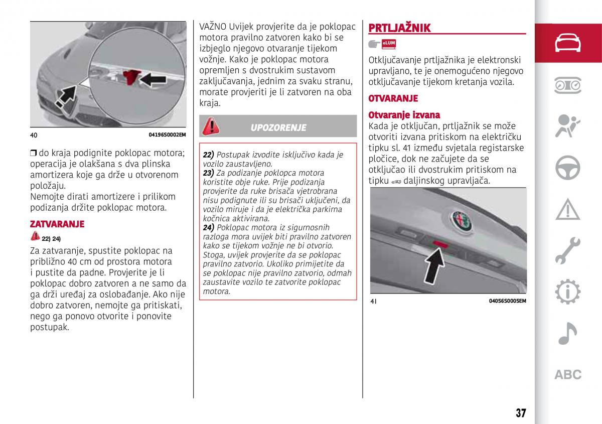 Alfa Romeo Giulia vlasnicko uputstvo / page 39