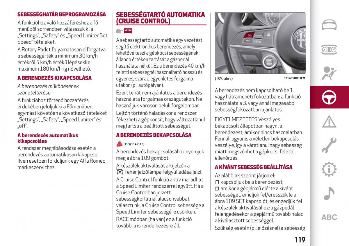 Alfa Romeo Giulia Kezelesi utmutato / page 121