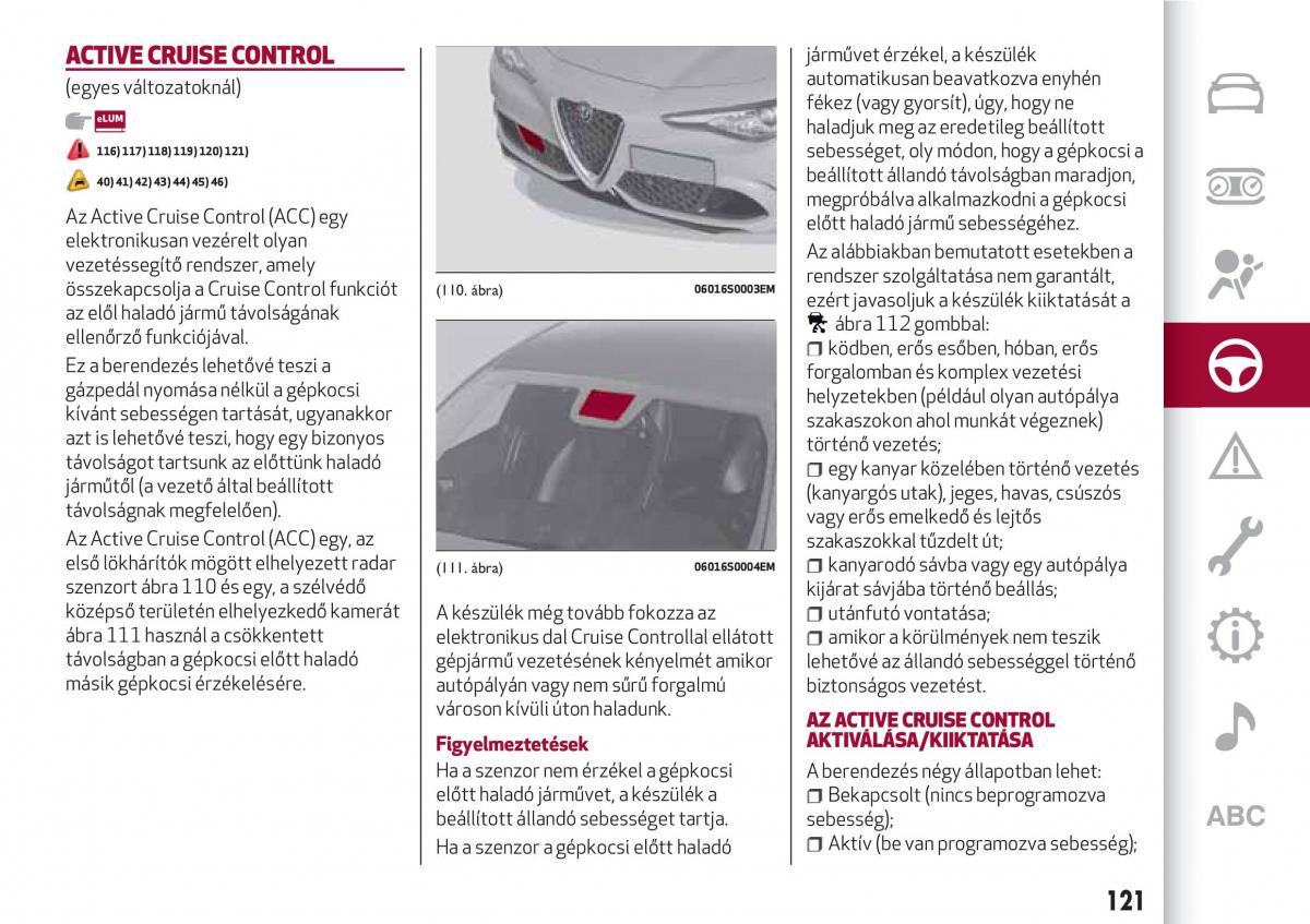 Alfa Romeo Giulia Kezelesi utmutato / page 123