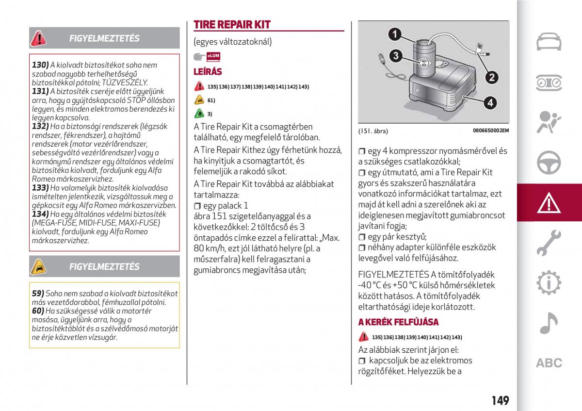 Alfa Romeo Giulia Kezelesi utmutato / page 151