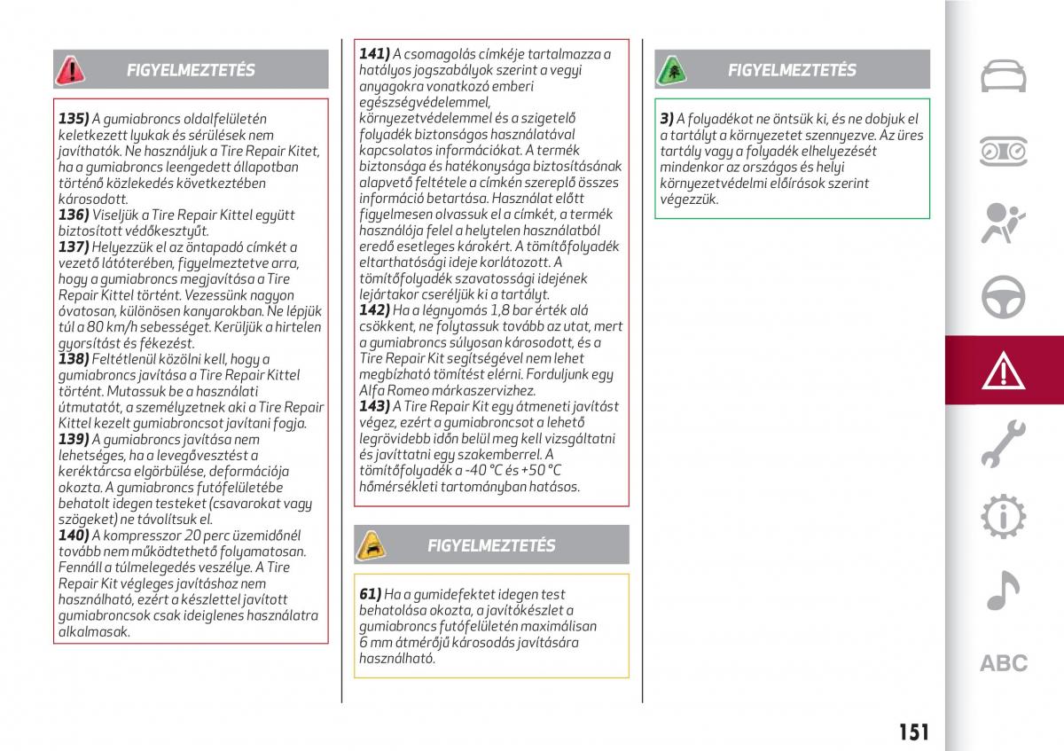 Alfa Romeo Giulia Kezelesi utmutato / page 153