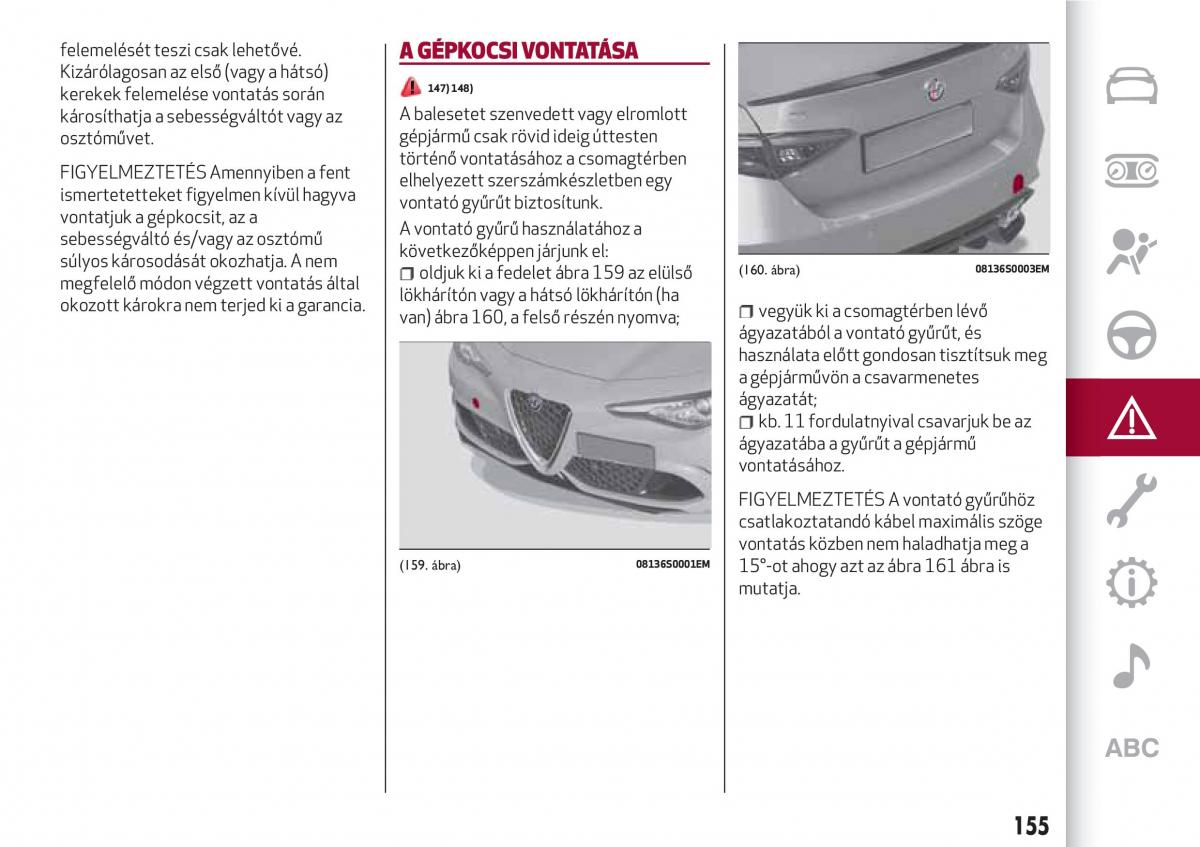 Alfa Romeo Giulia Kezelesi utmutato / page 157