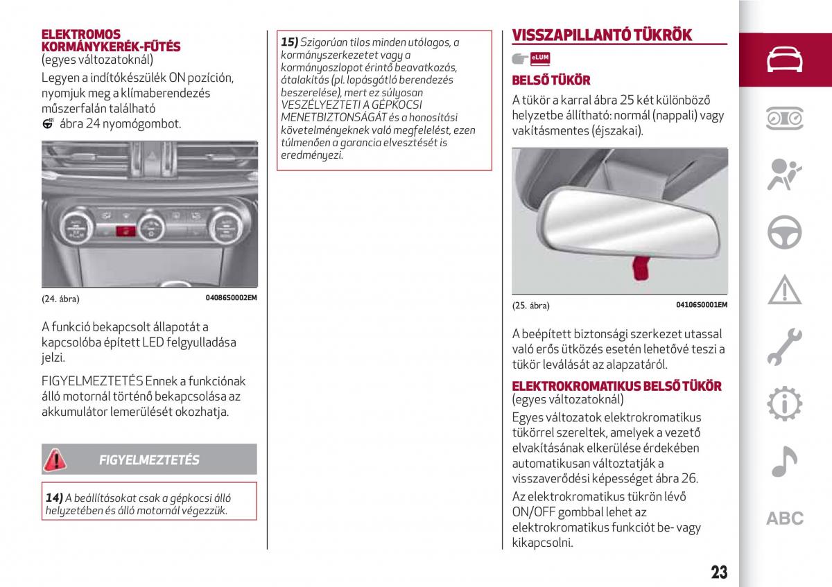 Alfa Romeo Giulia Kezelesi utmutato / page 25