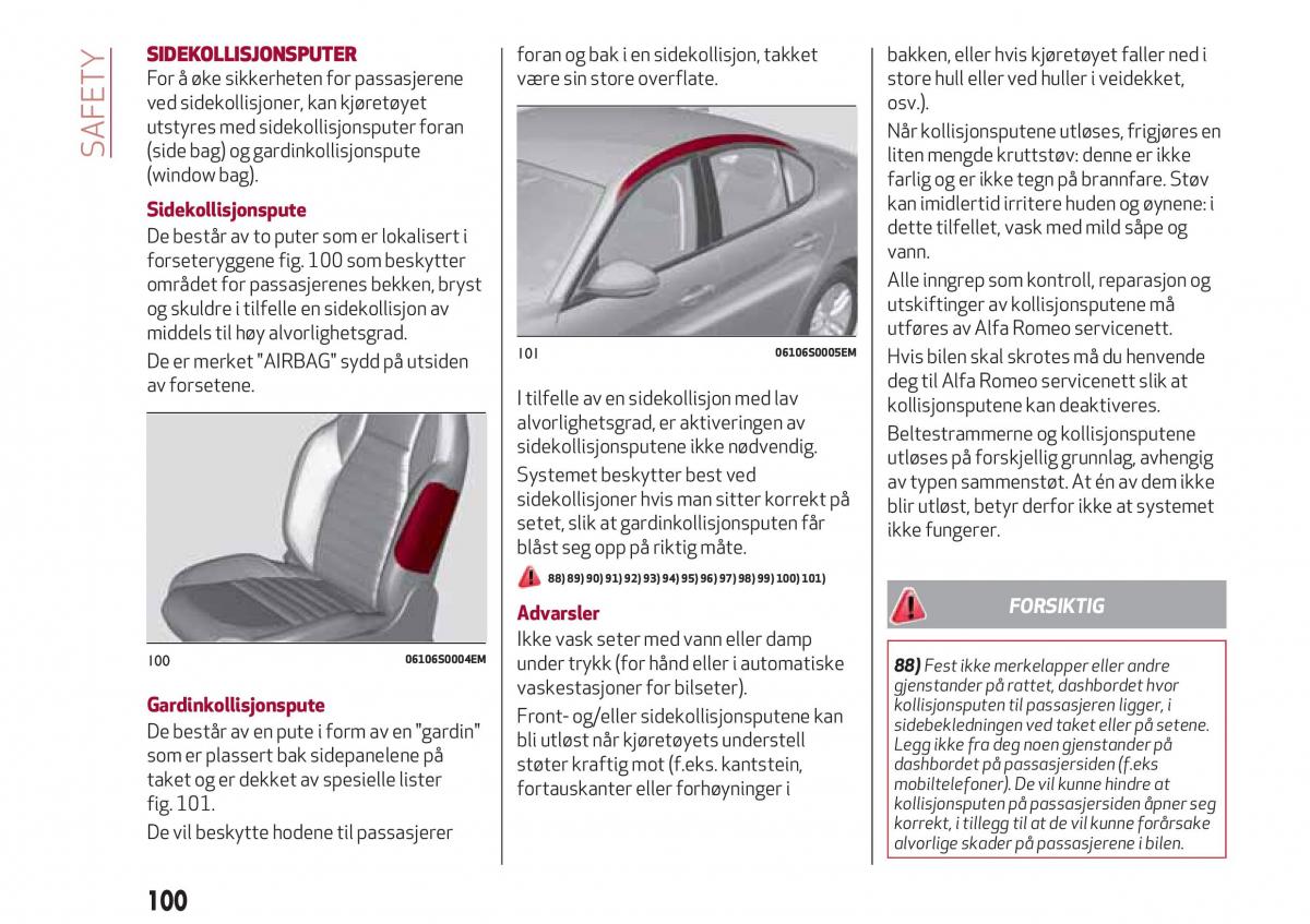 Alfa Romeo Giulia bruksanvisningen / page 102