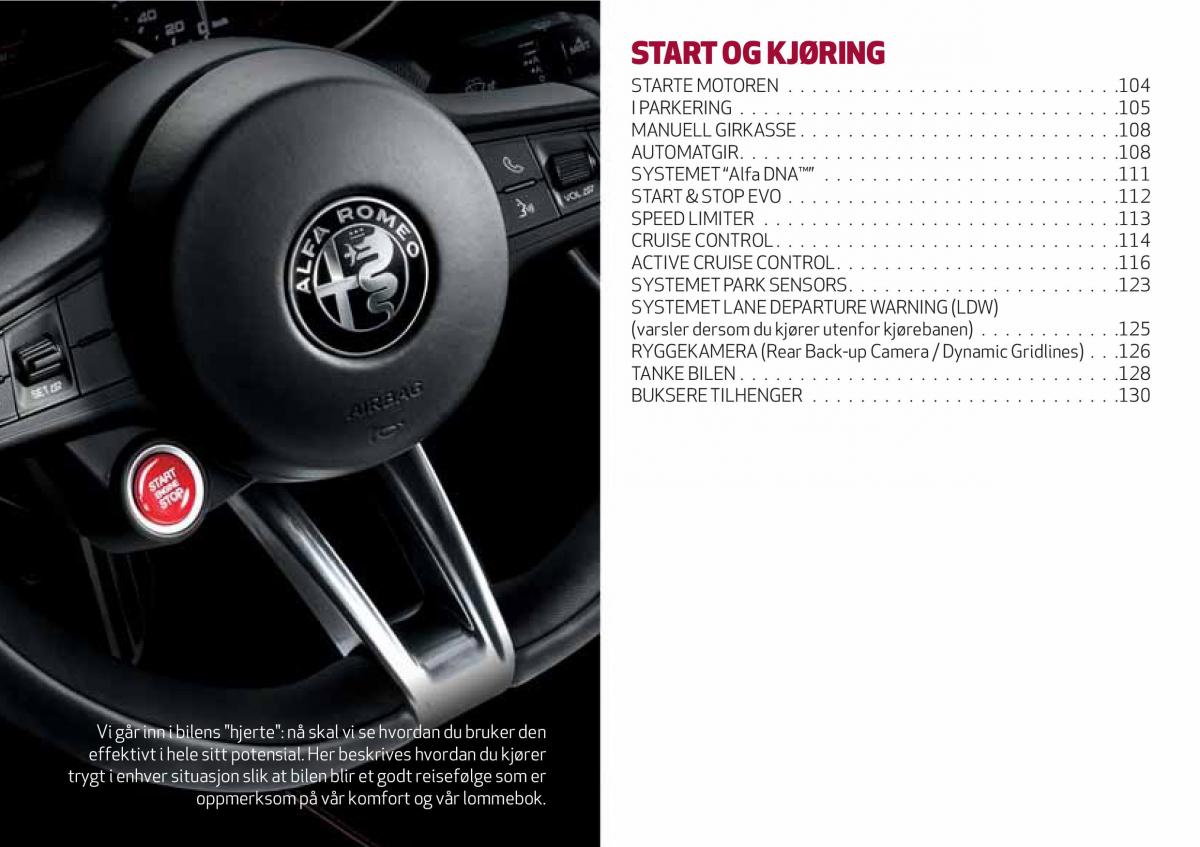 Alfa Romeo Giulia bruksanvisningen / page 105