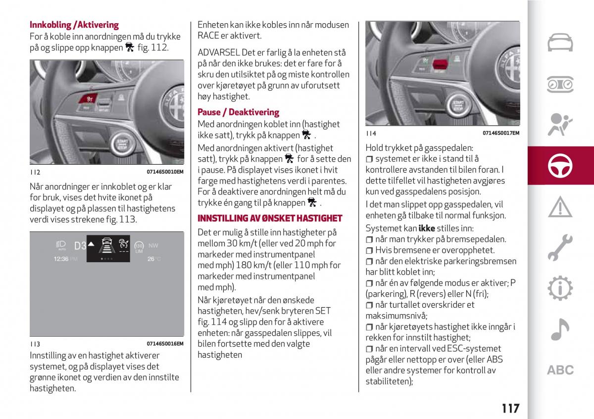 Alfa Romeo Giulia bruksanvisningen / page 119