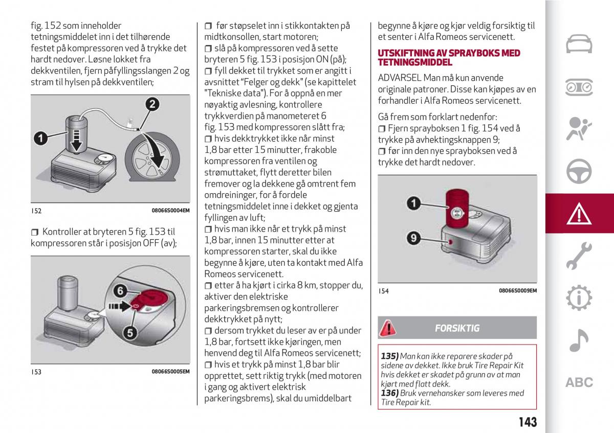 Alfa Romeo Giulia bruksanvisningen / page 145