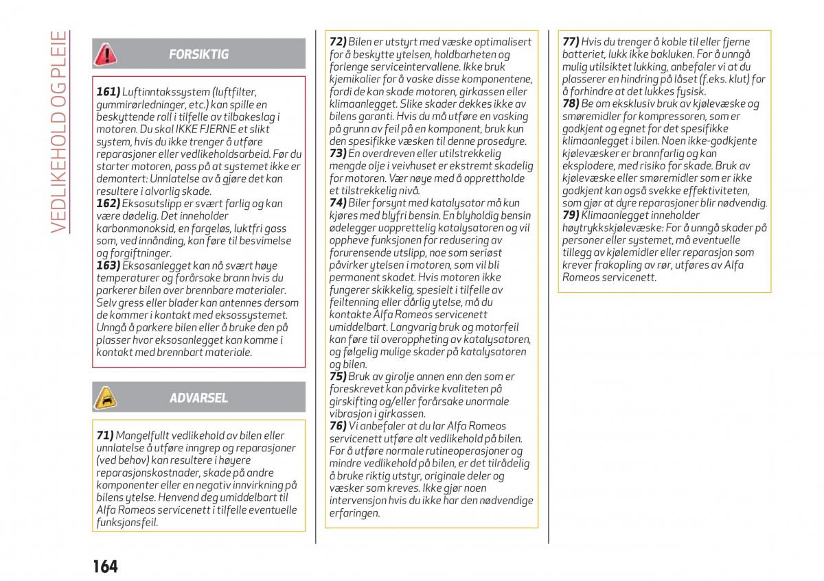 Alfa Romeo Giulia bruksanvisningen / page 166