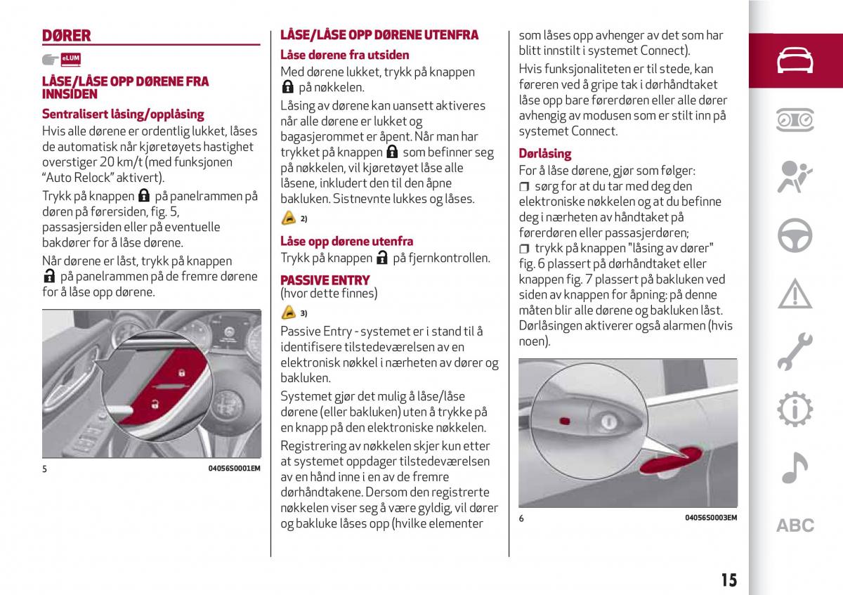 Alfa Romeo Giulia bruksanvisningen / page 17