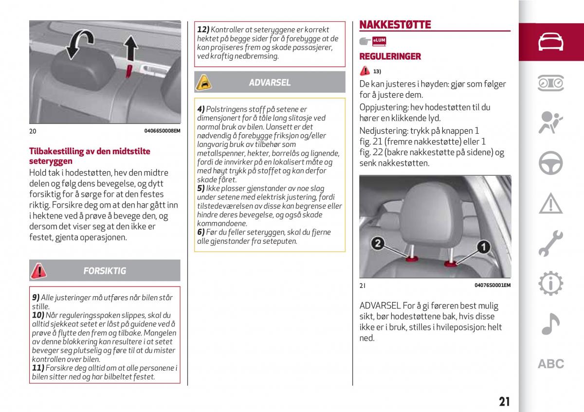 Alfa Romeo Giulia bruksanvisningen / page 23