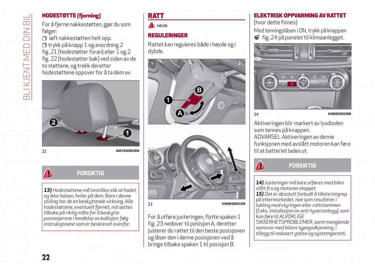 Alfa Romeo Giulia bruksanvisningen / page 24