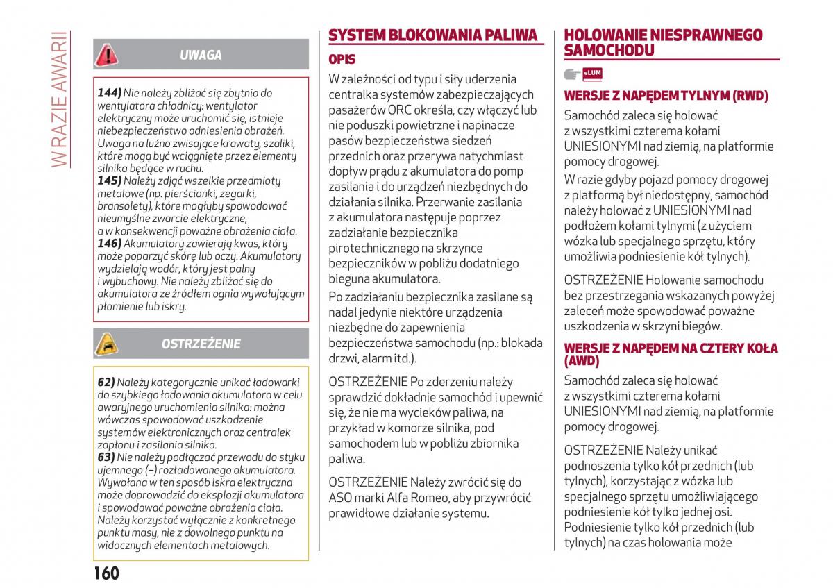 Alfa Romeo Giulia instrukcja obslugi / page 162