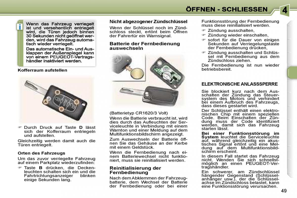 Peugeot 307 CC Handbuch / page 55