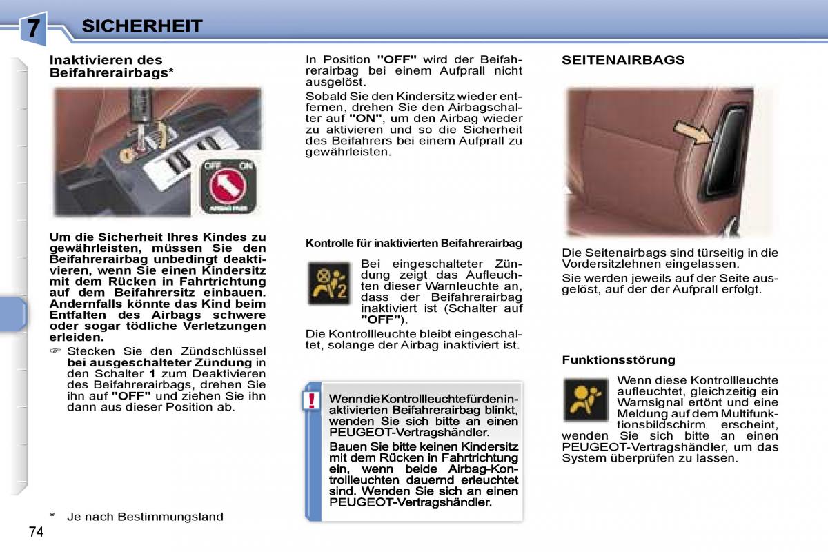 Peugeot 307 CC Handbuch / page 88