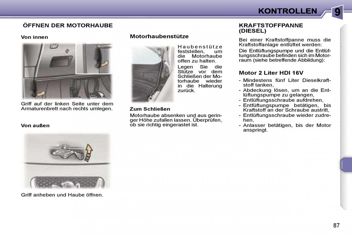 Peugeot 307 CC Handbuch / page 103