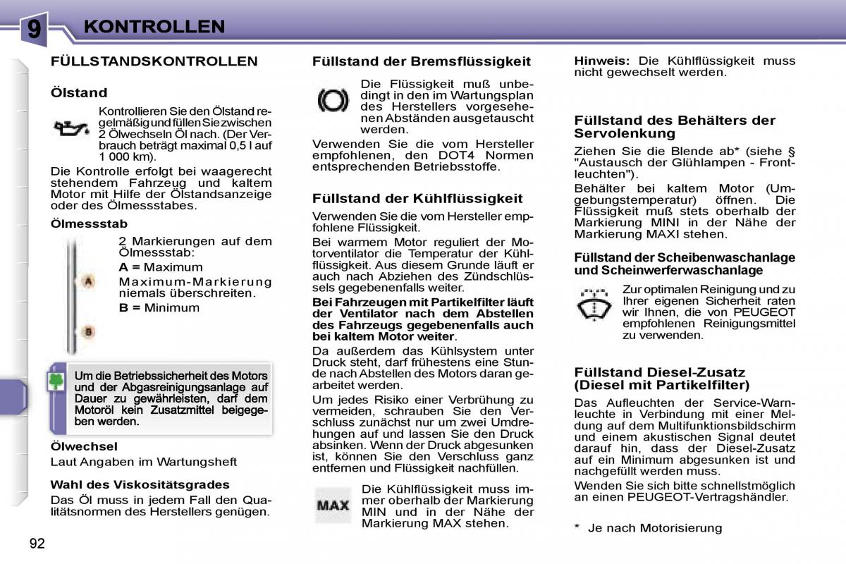 Peugeot 307 CC Handbuch / page 108