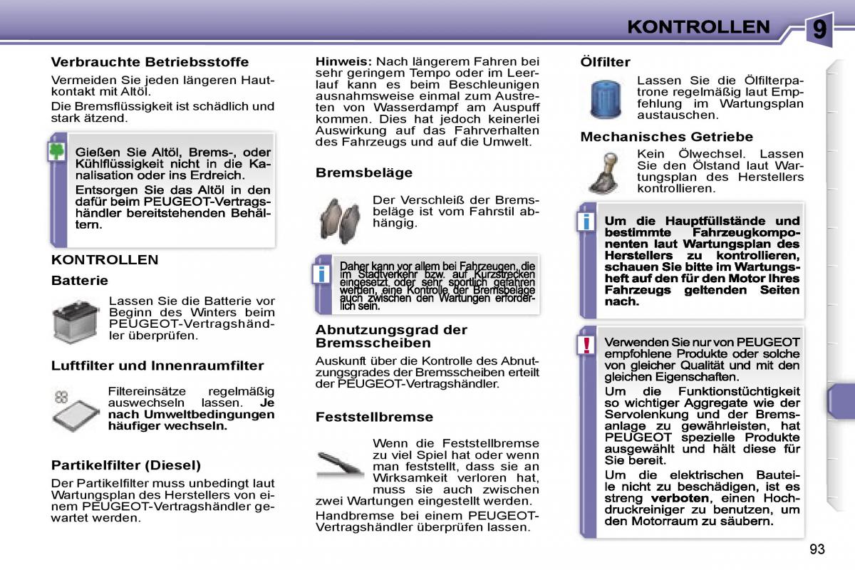 Peugeot 307 CC Handbuch / page 109