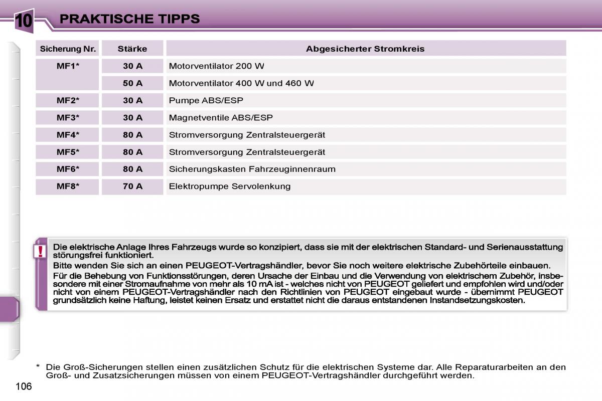 Peugeot 307 CC Handbuch / page 124