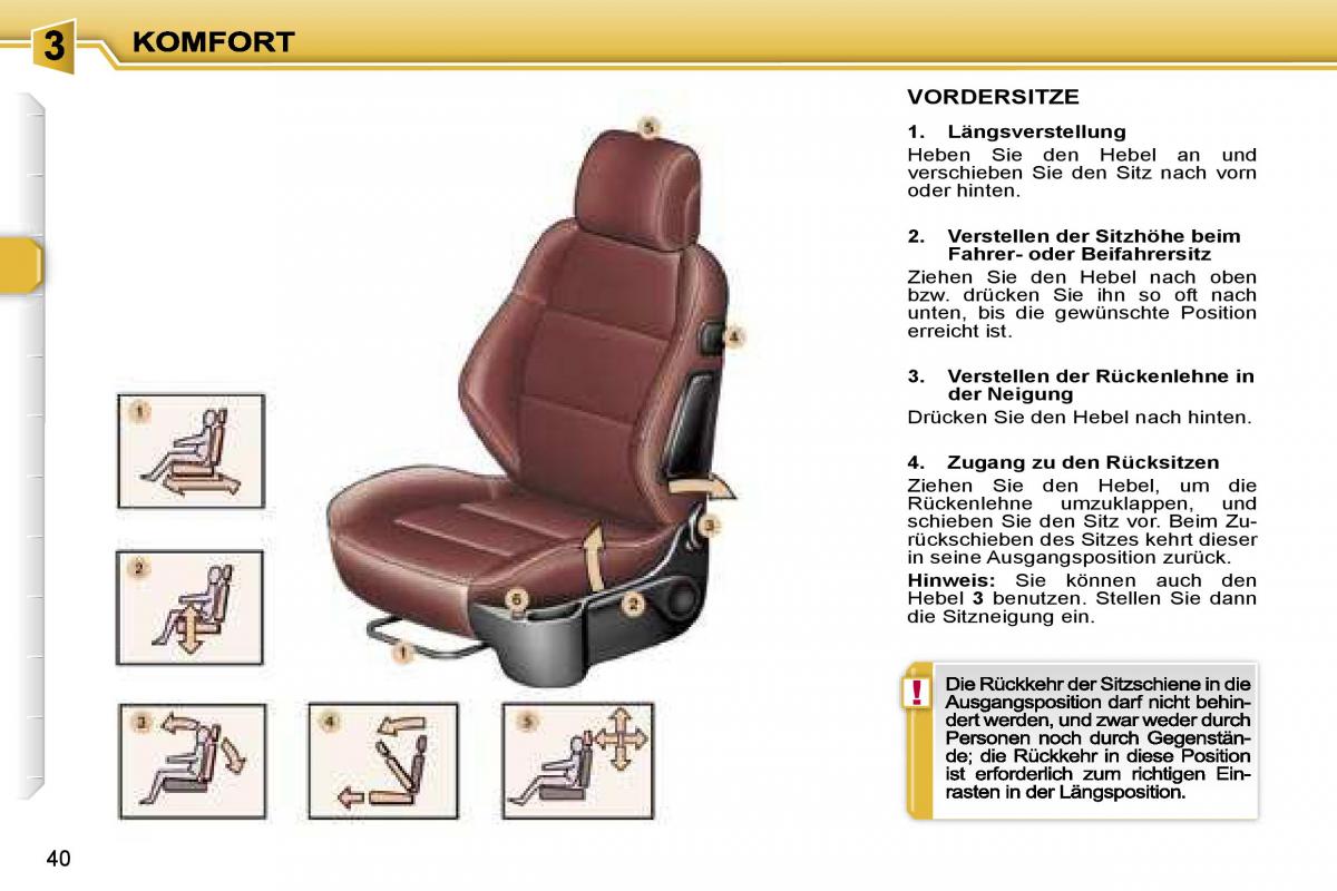 Peugeot 307 CC Handbuch / page 43