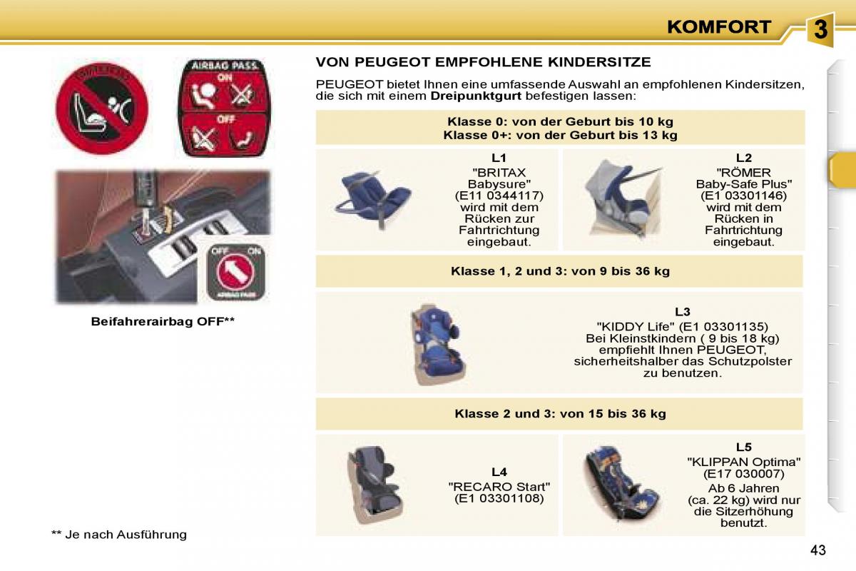 Peugeot 307 CC Handbuch / page 46