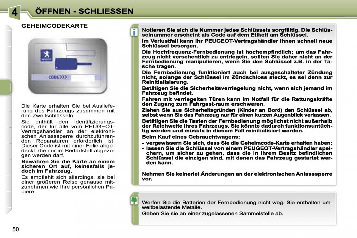 Peugeot 307 CC Handbuch / page 54