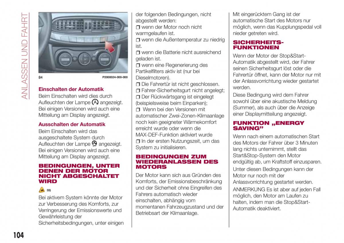 Fiat Tipo combi Handbuch / page 106