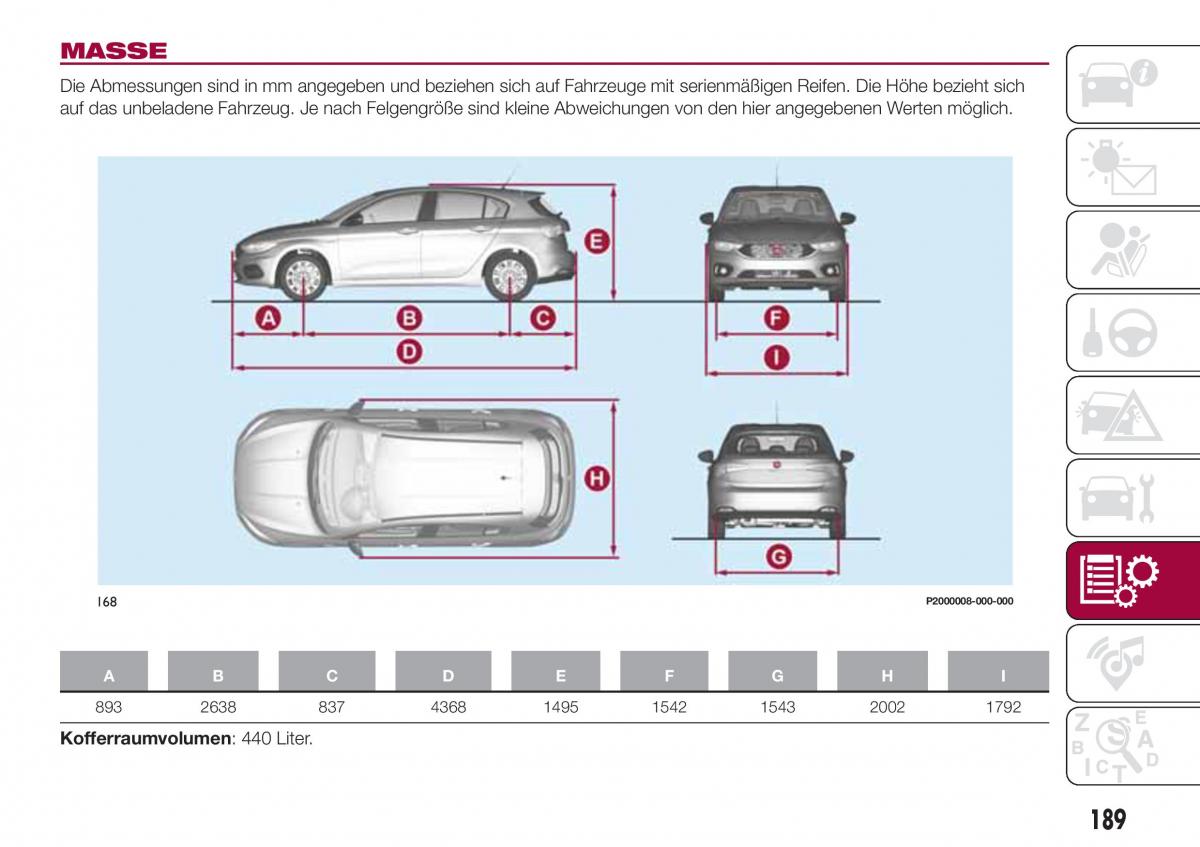 Fiat Tipo combi Handbuch / page 191