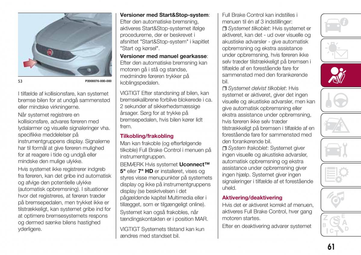 Fiat Tipo combi Bilens instruktionsbog / page 63