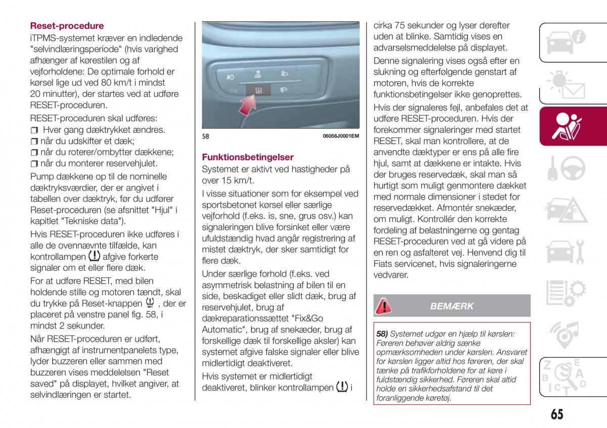 Fiat Tipo combi Bilens instruktionsbog / page 67