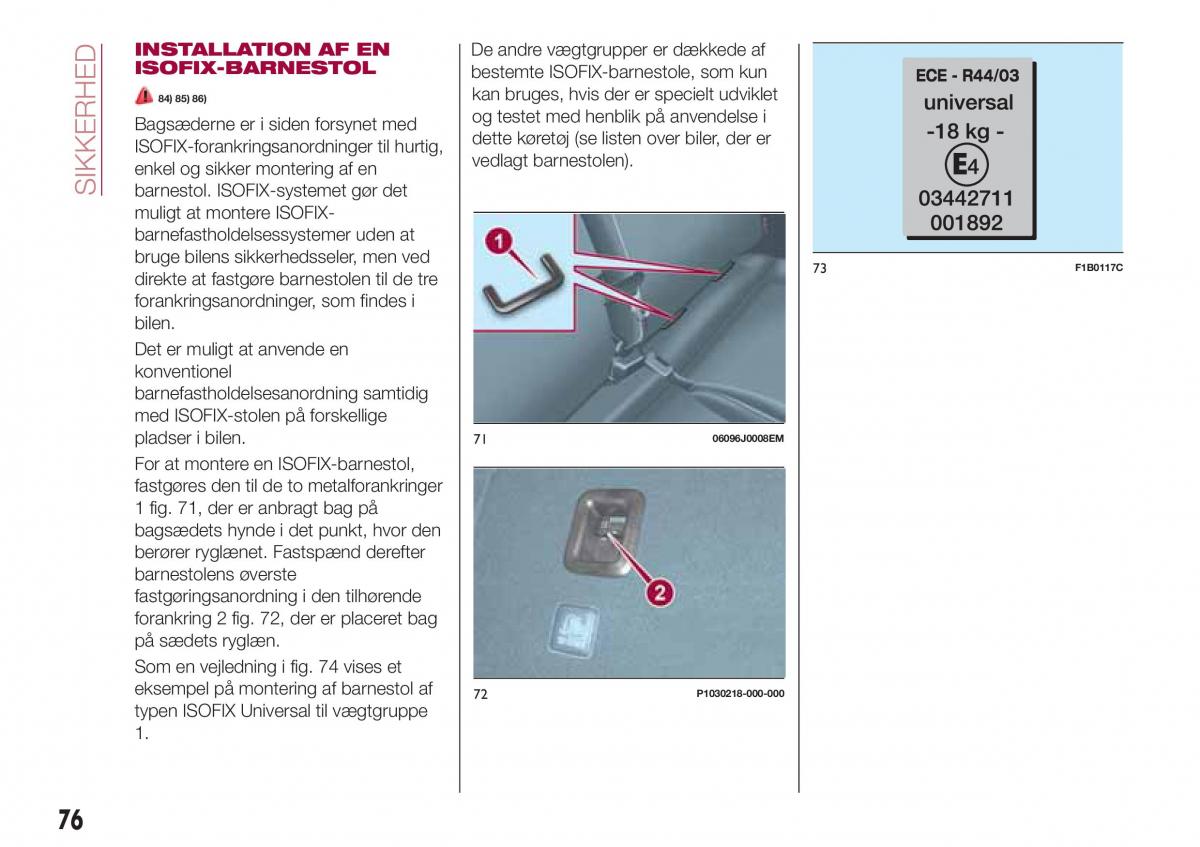 Fiat Tipo combi Bilens instruktionsbog / page 78