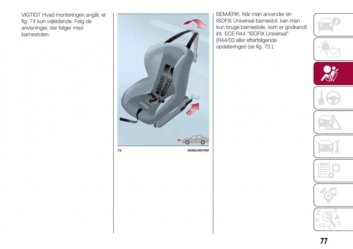 Fiat Tipo combi Bilens instruktionsbog / page 79