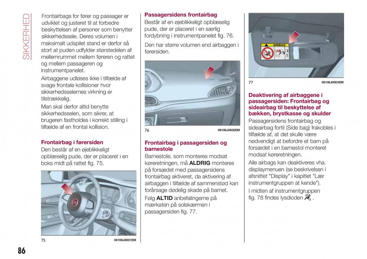 Fiat Tipo combi Bilens instruktionsbog / page 88