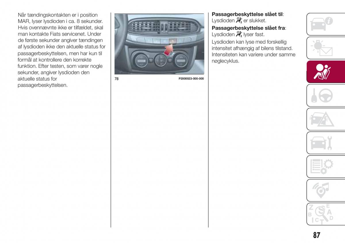 Fiat Tipo combi Bilens instruktionsbog / page 89