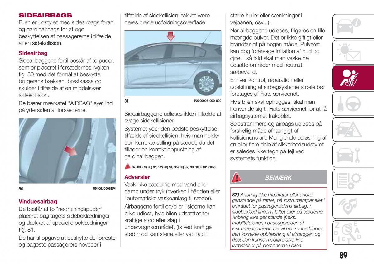 Fiat Tipo combi Bilens instruktionsbog / page 91